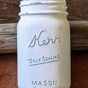 Vintage Collectible Kerr Mason Jar White Wash Painted